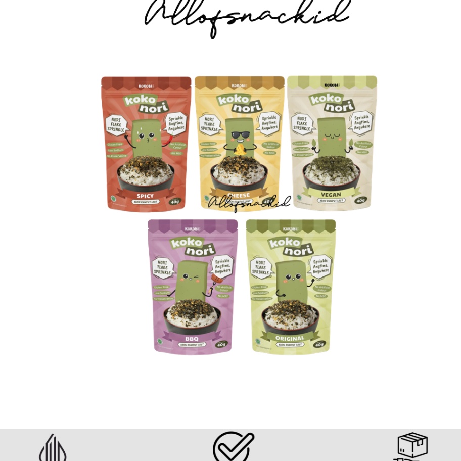 

Ready Stock Kokobi - Koko Nori - Abon Rumput Laut Tabur - Nori Flake Sprinkle - Seaweed Flake - 40gr