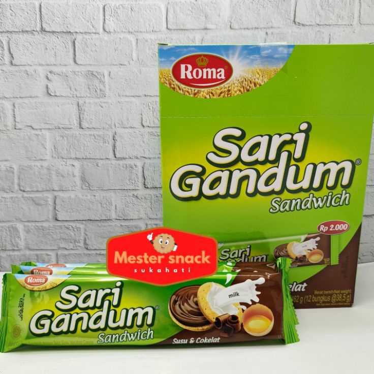 

Ready Roma Sari Gandum Sandwich Coklat 39 gram (1 pack isi 12 pcs)