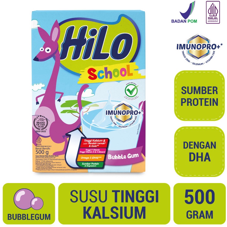 

Kirim Langsung HiLo School Bubble Gum 500 gram - Susu Tinggi Kalsium Lebih Rendah Lemak