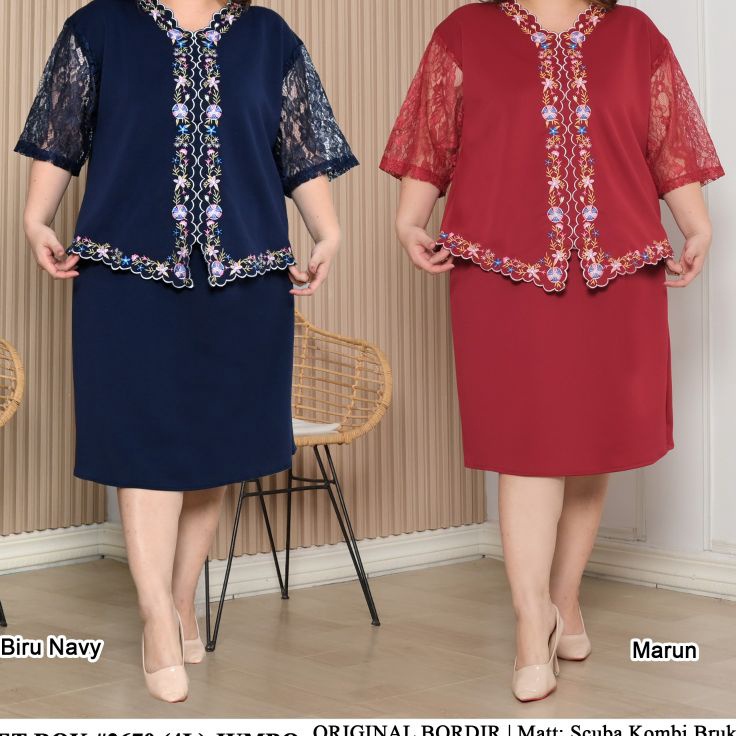 Kode DPA908 SERAGAM Setelan Rok 2670 size JUMBOOriginal Bordir Mat : Scuba Import & brukat Size Jumb
