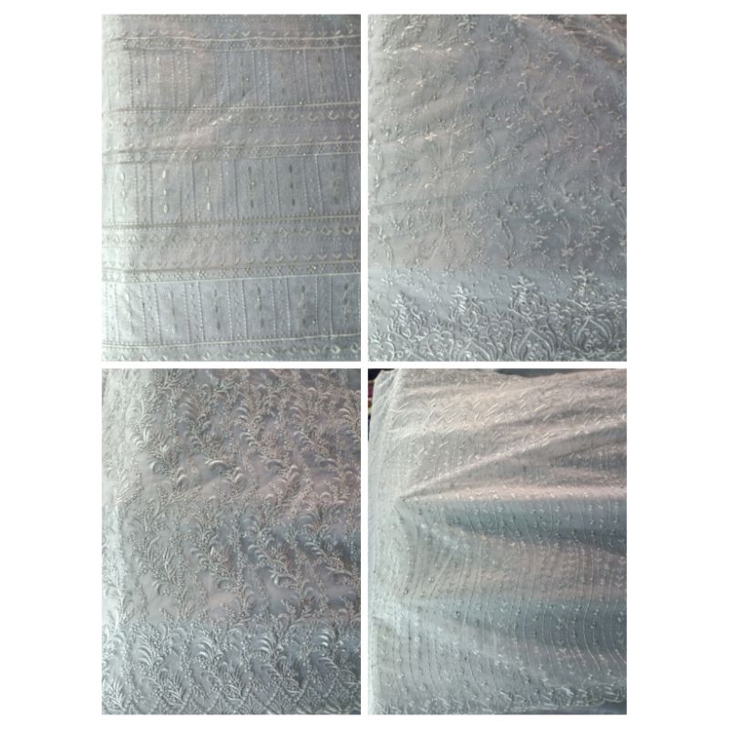 kain brukat tile,, tile motif,warna silver+ furing satin Velvet