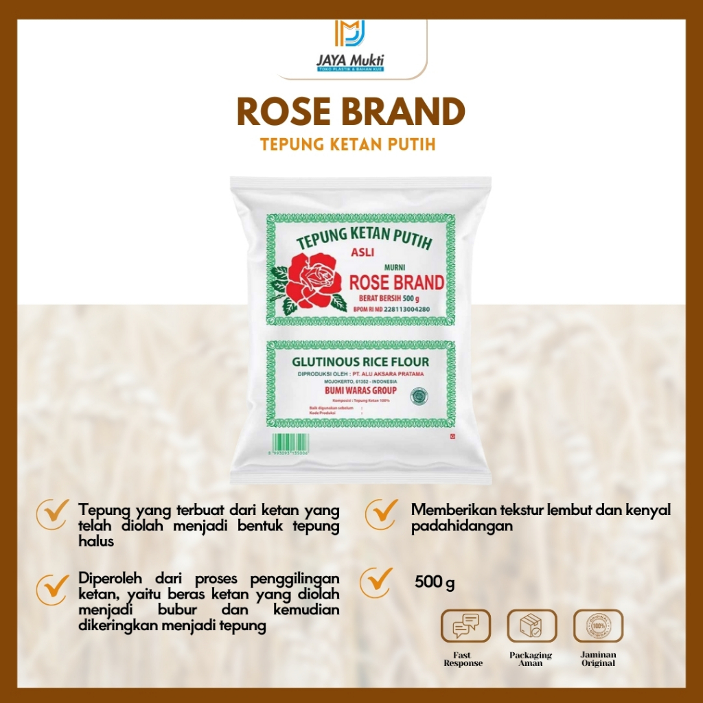 

Tepung Ketan Rose Brand 500 gram Kemasan Ekonomis