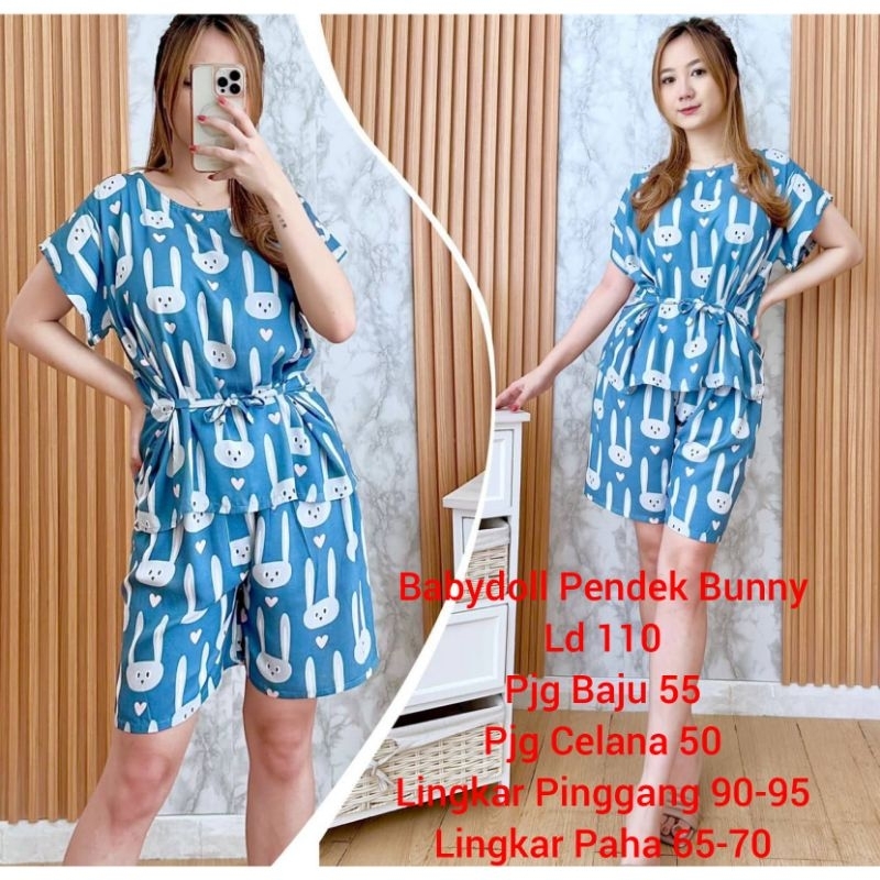 Setelan Babydoll Celana Pendek // Daster bali // Daster rayon bali