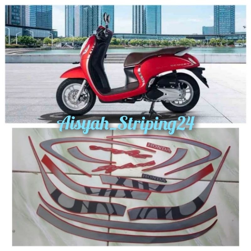 stiker striping lis bodi motor honda scopy stylis 2021