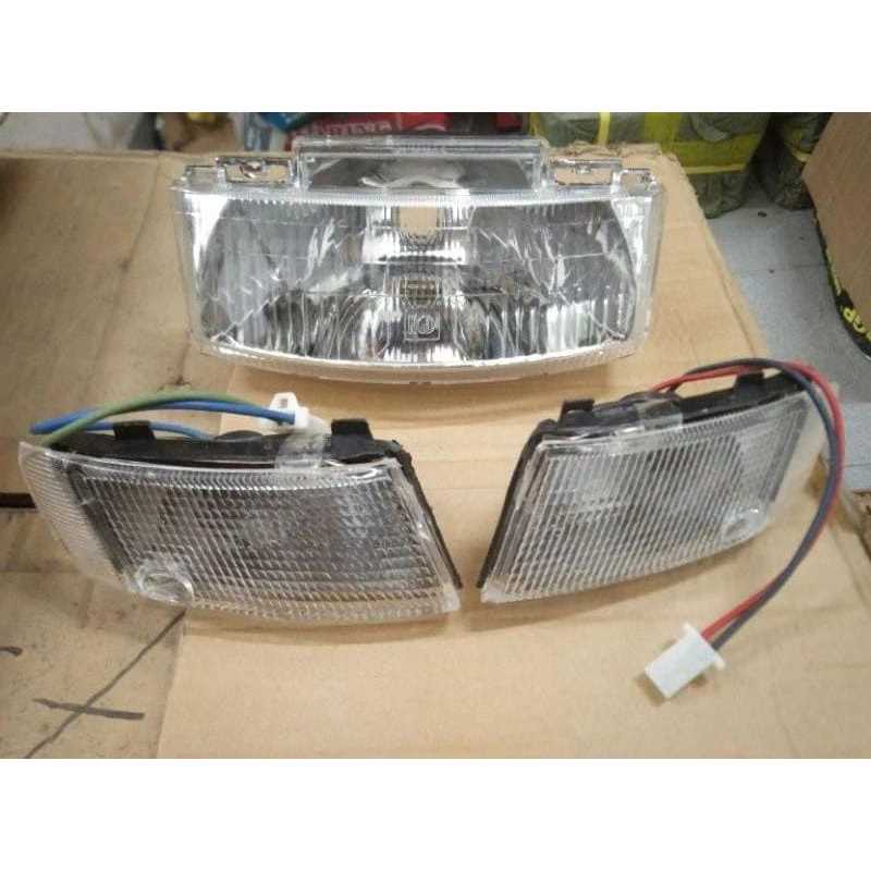 PAKET HEMAT REFLEKTOR LAMPU DEPAN SET SEIN TORNADO SHOGUN KEBO 110 MIKA SEIN KUNING DAN PUTIH