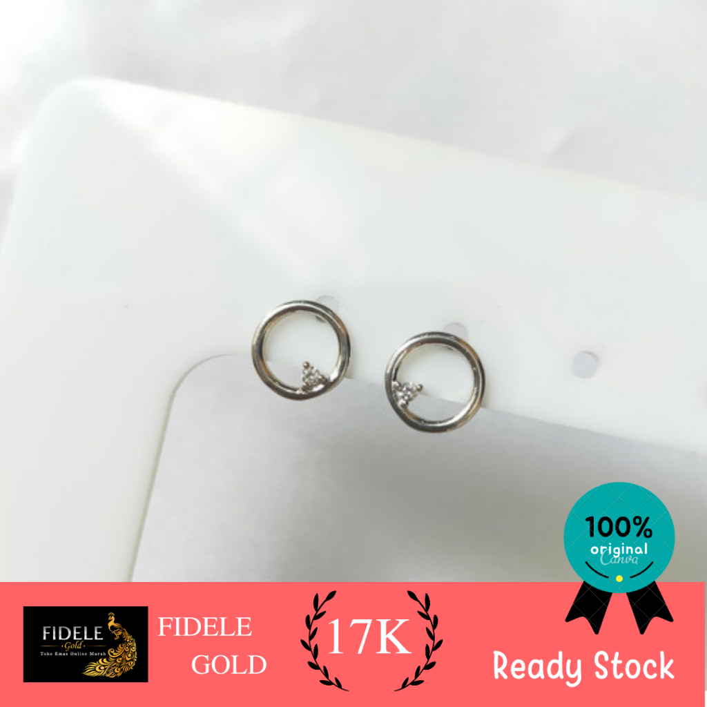 Anting tusuk simple polos emas asli 750 17k kadar tua