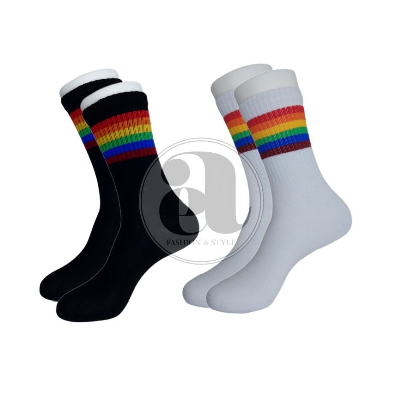 kaos kaki oldschool motif pelangi/ kaos kaki skate / kaos kaki oldschool panjang pelangi