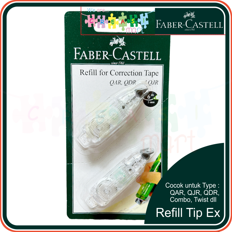 

Refill / Isi Ulang Tipe X Pita 5mm 6meter Pack Isi 2pcs Faber Castell Correction Tape QAR/QJR/QDR