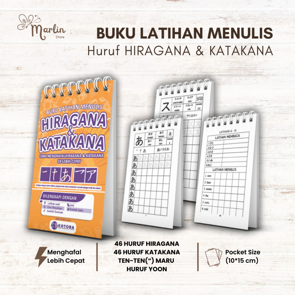 

Buku Latihan Menulis Huruf Hiragana dan Katakana Kartu Edukasi Menghafal Cepat Bahasa Jepang