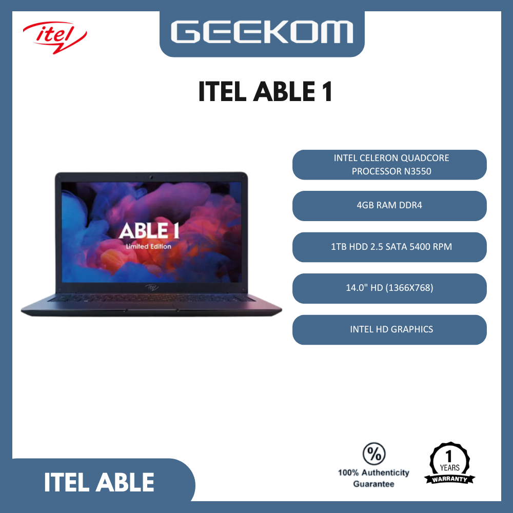 Geekom Laptop Itel Infinix Intel Celeron N3550 4GB DDR4 1TB Windows 10 14.0 Inch