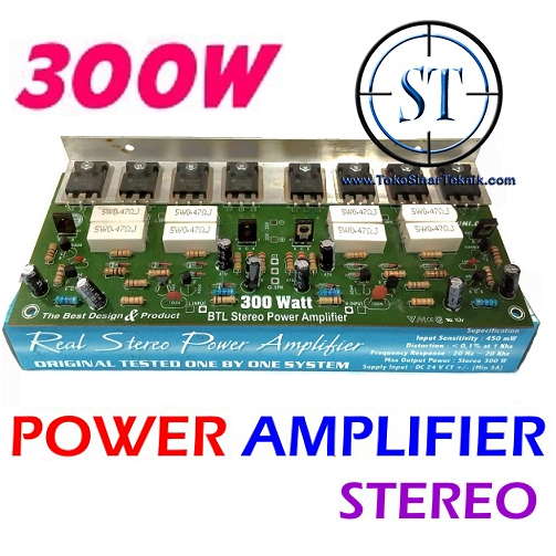 Kit Power Amplifier Real System Stereo 300W (2x1 ) UX-300 One 300 Watt Trantsistor TIP 2955 / 3055