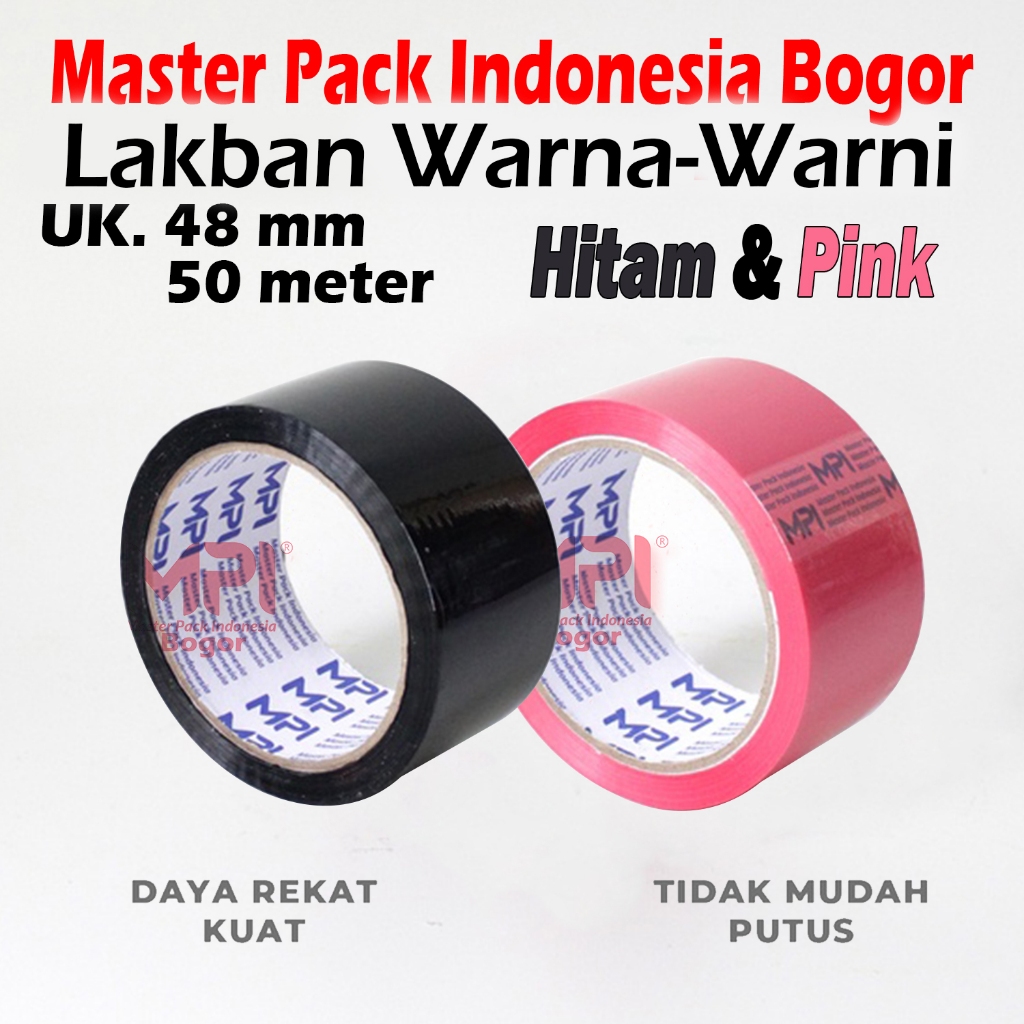 

Paket Lakban Warna Hitam & Warna Pink 48 mm x 50 Meter / Lakban Isolasi Warna Warni - Master Pack Indonesia Bogor