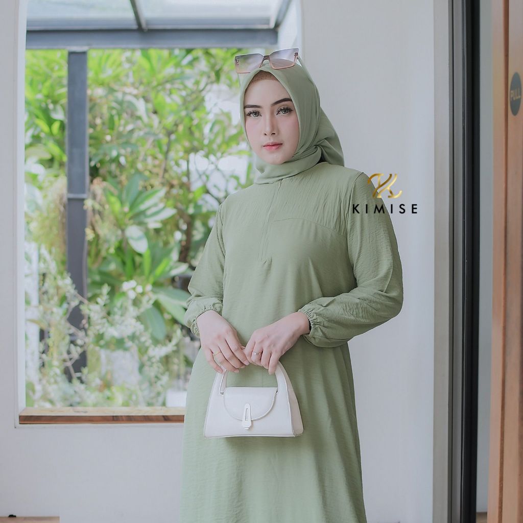 KIMISE Gamis Maura Dress Oversize Dan All Size Bahan Crinkle Airflow Premium Model Busui Dan Wudhu F