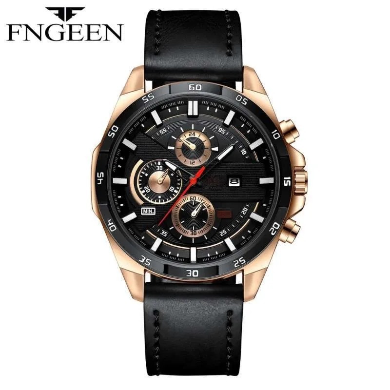 FNGEEN 216 Jam Tangan Pria Anti Air Original Watch Kulit Sport Santai Quartz Jam Tangan Couple