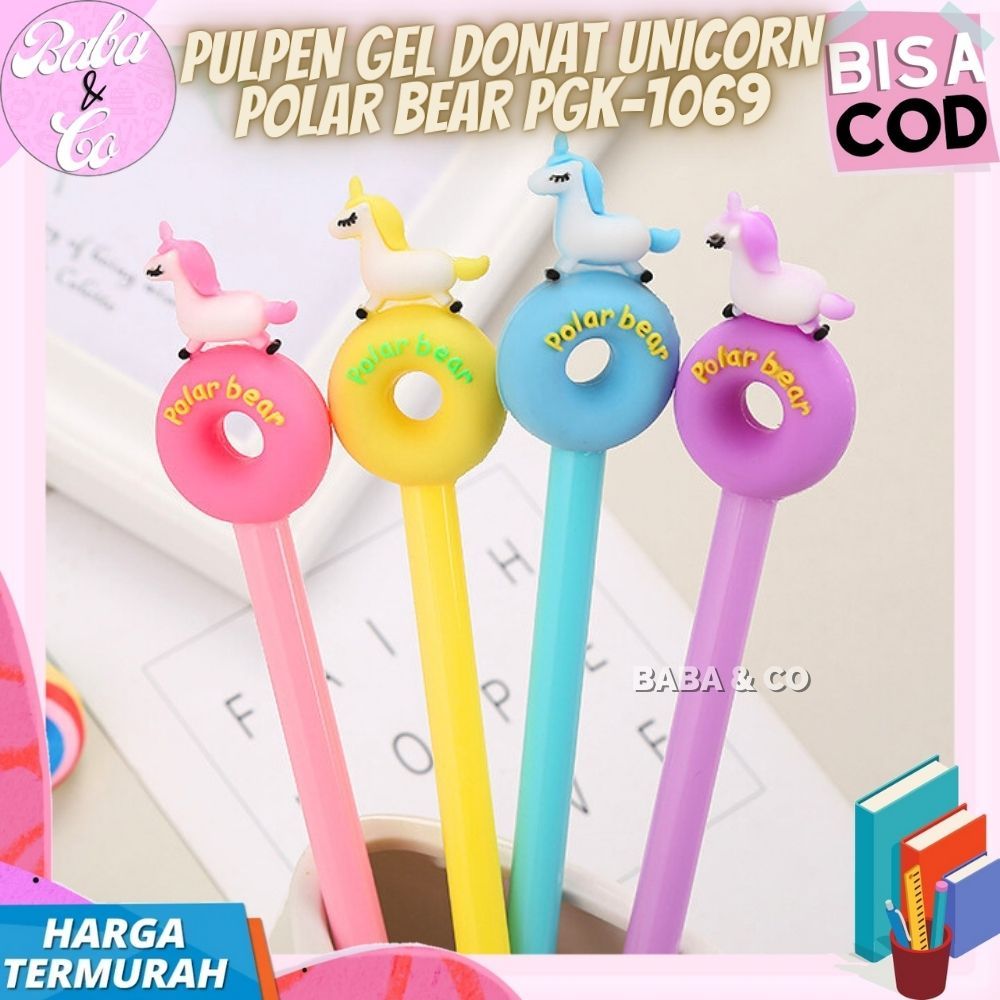 

PEN LUCU PULPEN GEL DONAT UNICORN POLAR BEAR PGK-1069 PEN UNICORN UNIK DONAT POLAR BEAR SUPER CUTE
