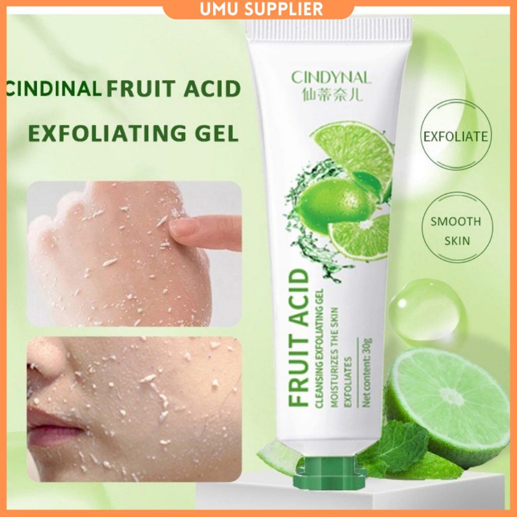 (UMU SUPPLIER) BPOM CINDYNAL FRUIT ACID EXFOLIATING GEL 30 GR FACIAL GLOWING BLACKHEAD CLEANER BODY EXFOLIATING