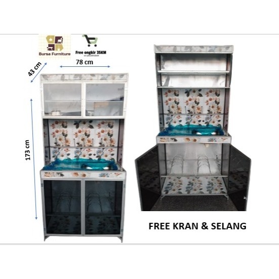 Rak Lemari Wastafel 2 Pintu/Lemari Cuci Piring/Rak piring/Rak alumunium/FREE ONGKIR-JABODETABEK
