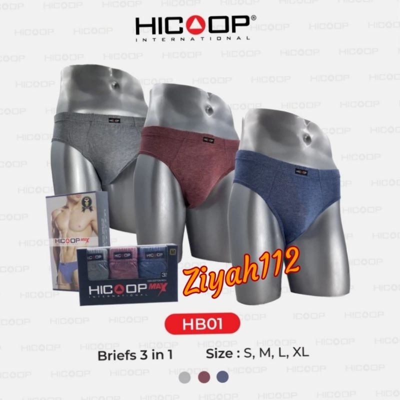 HICOOP MEN'S BRIEF || Celana Dalam Pria 3pc HB-01 100%KATUN Ready COD