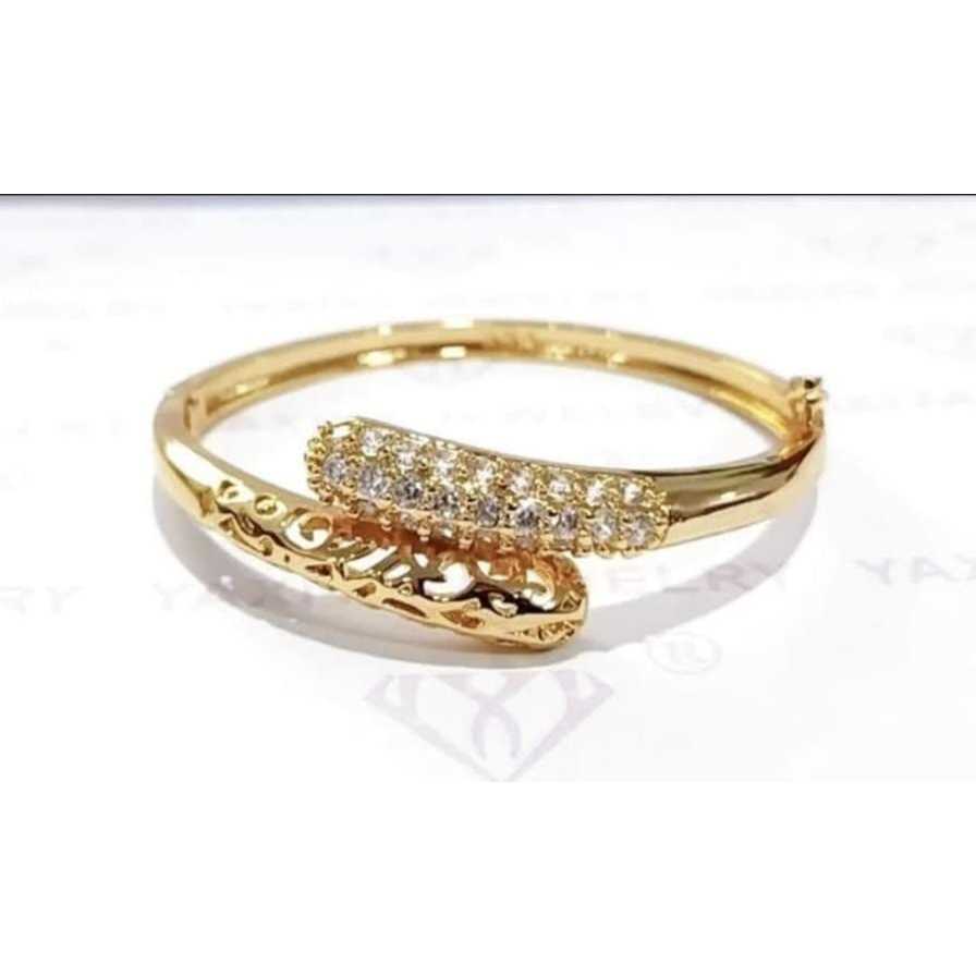 ASESORIES WANITA GELANG BUKAAN MODEL COBRA ANTI KARAT LAPIS WARNA EMAS 22 K