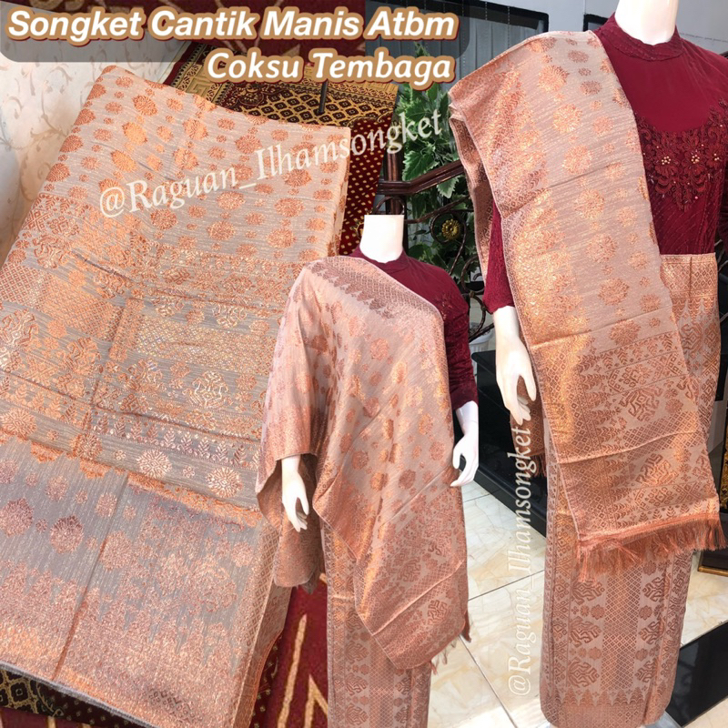 Songket Tenun Atbm Cantik Manis Tembaga [Warna Coksu Tembaga] songket Tenun Mesin palembang / Songke