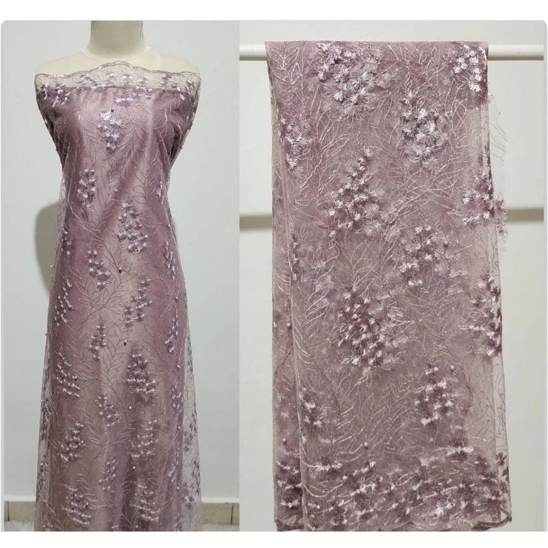 Kain/Bahan Tile mutiara, kebaya mutiara, tile mutiara,brokat, tile akar mutiara, tile gliter mutiara