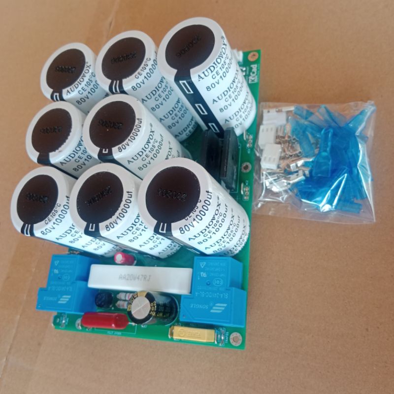 PSU 8 elco 80v 10000uf Audiovox lengkap softstar,psu simetris psu power amplifier kelas AB