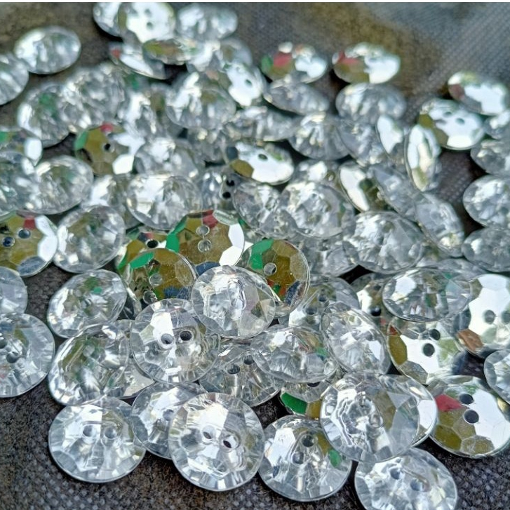 COD ISI 400 PCS Kancing Baju Kristal Bening Diameter 13 /15 / 18 MM - DIY Kerajinan Tangan Kancing I