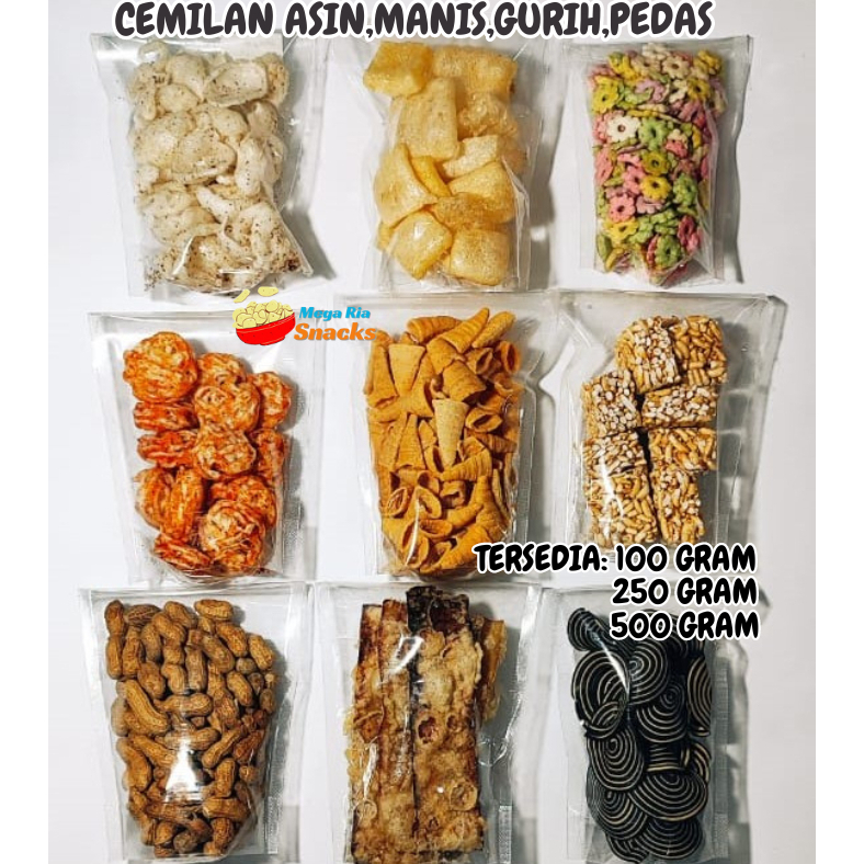 

Snack cemilan pedas,asin,manis/100gr 250gr 500gr