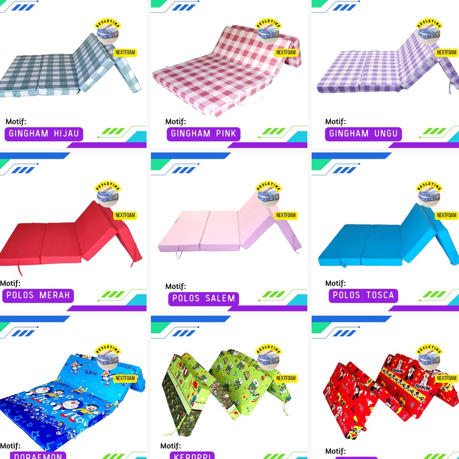 murah Sarung Kasur Busa Lipat Resleting Tebal 5,10, 15, 20 cm ukuran 200x200 200x180 200x160 200x145