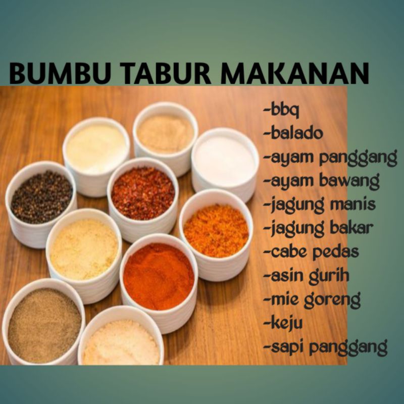 

Bubuk tabur Repack 50gr 100gr makanan aneka rasa