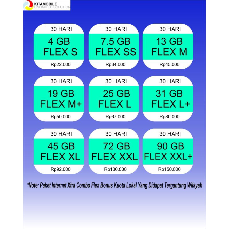 voucher kuota xtra combo flex xl