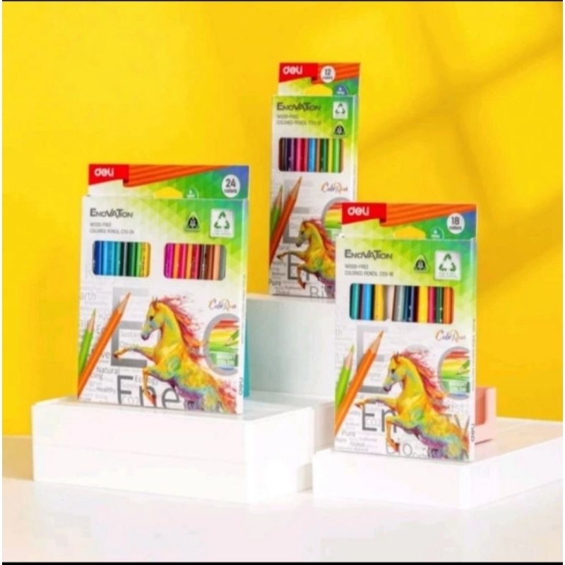 

YENYEN_ATK Deli Color Run Color Pencil / Pensil Warna 12/24 Warna Desain Segitiga Wood-Free EC114