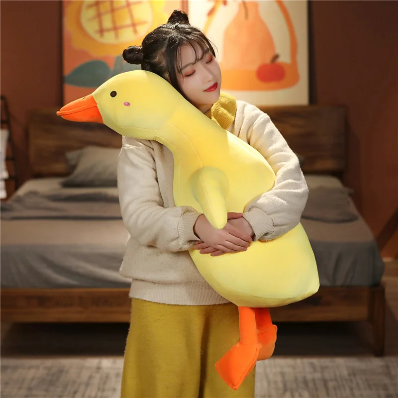 60 CM Boneka Besar Kuning Angsa Mainan Mewah Bebek Lucu Boneka Mainan Kartun Besar Hewan Boneka Gadis Tidur Lembut Bantal