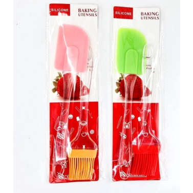 Spatula Kuas 2pcs M-572 ( 2 BUNGKUS) | Spatula dan Kuas Silikon Karet Spatula Kue dan Kuas Pengoles 