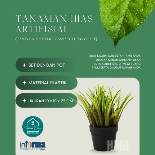 Informa Tanaman Artifisial Grass Y50 10x10x22 Cm - Tanaman Hias Hijau