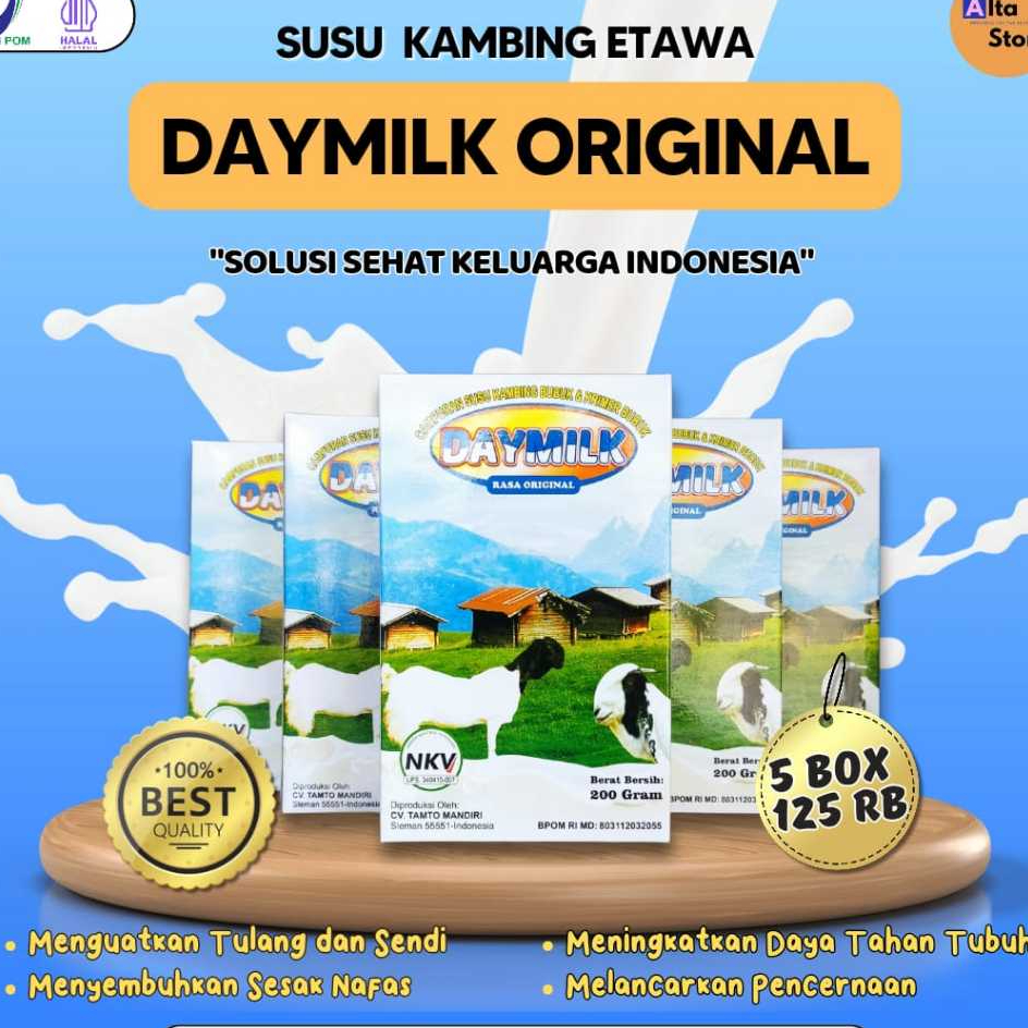 

PAKET 5 BOX - Daymilk Susu Kambing Etawa Murni - Atasi Nyeri Tulang dan Sendi , Sesak Nafas - Bontang