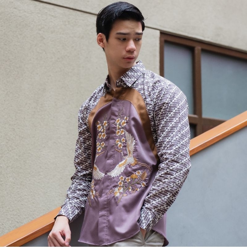 Kemeja Batik Bordir Pria NUC.ID Manuk 05 (Dusty Purple)