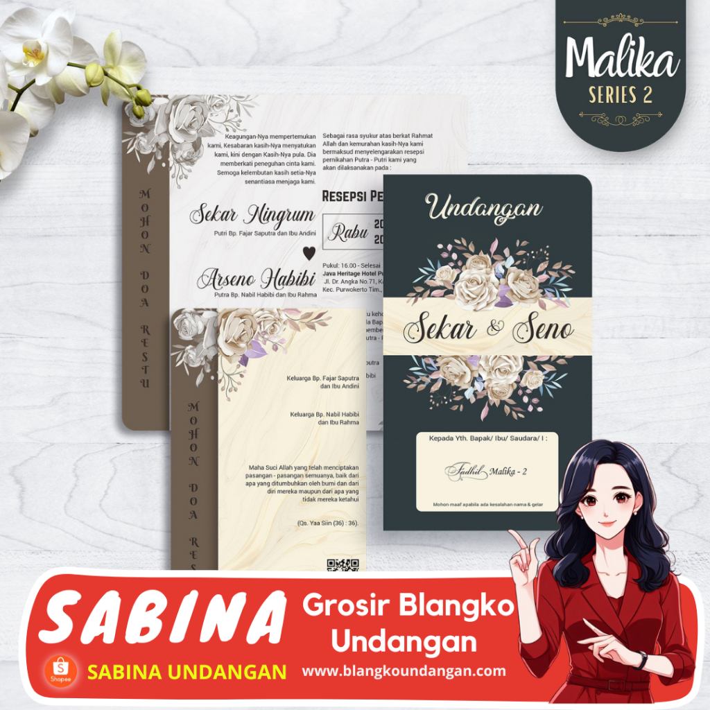 BLANGKO UNDANGAN PERNIKAHAN FADHIL MALIKA 2 | SABINA UNDANGAN | BLANGKO NIKAH | KERTAS UNDANGAN | KA
