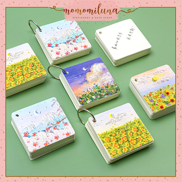 

Gantungan memopad notepad oil painting scenery flower aesthetic notebook mini MK1596