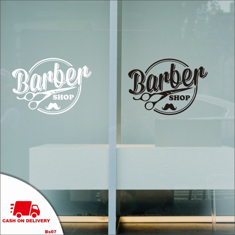 WALL STICKER BARBERSHOP CUTTING STIKER DINDING KACA BARBERSHOP CUSTOM