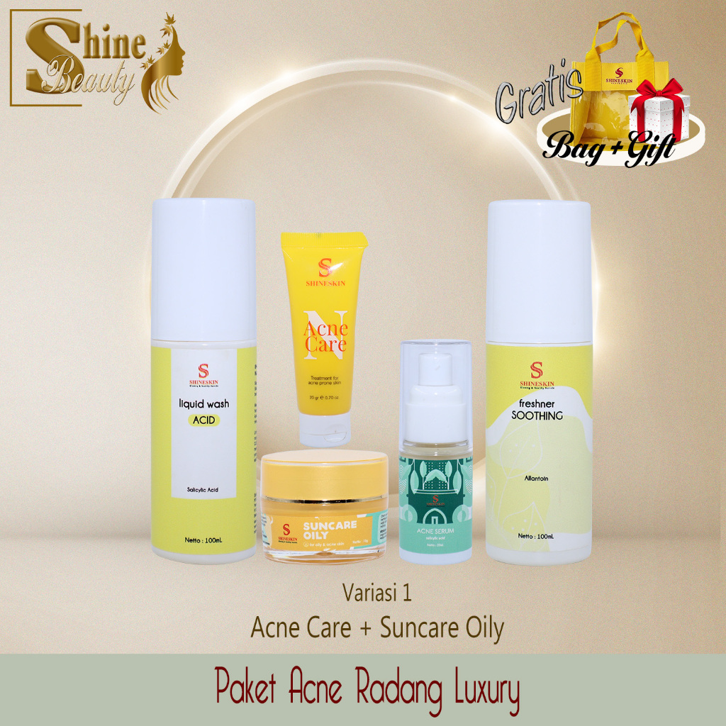 SHINESKIN PAKET ACNE RADANG LUXURY / PAKET SHINESKIN JERAWAT PARAH / PAKET JERAWAT PARAH PAKET ACNE 