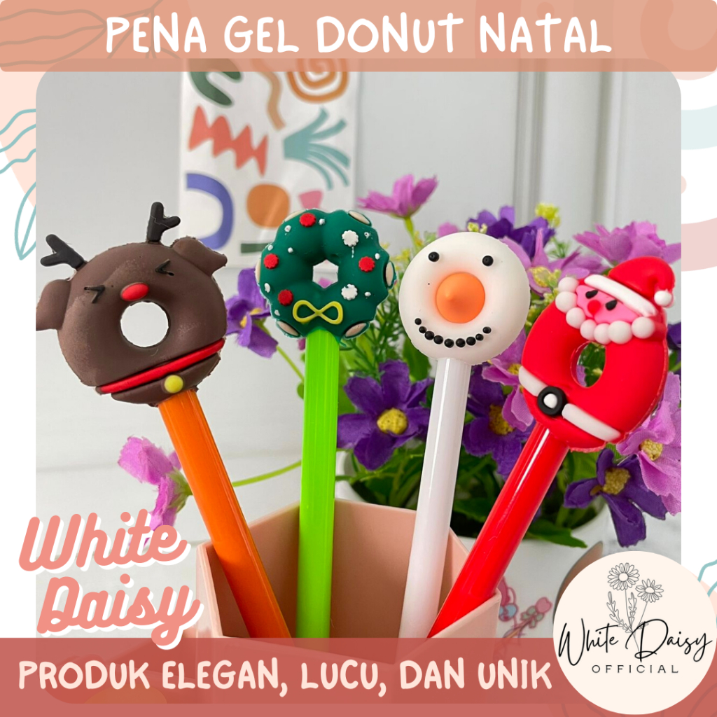 

Pena gel Donut Natal Premium Santa christmas pen pulpen satuan lusinan