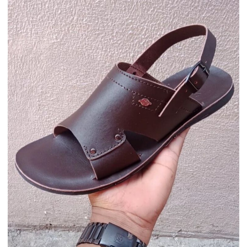 LENS||Sandal Sendal pria asli kulit kokop selop tali belakang LF01 original