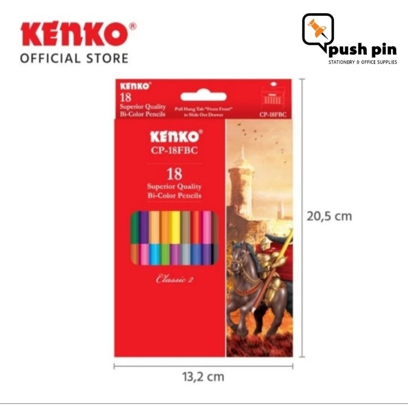 

KENKO 18 BICOLOR PENCIL / PENSIL WARNA 2 WARNA / PENSIL WARNA DUA SISI / PENSIL WARNA DUAL TONE CP-18 FBC