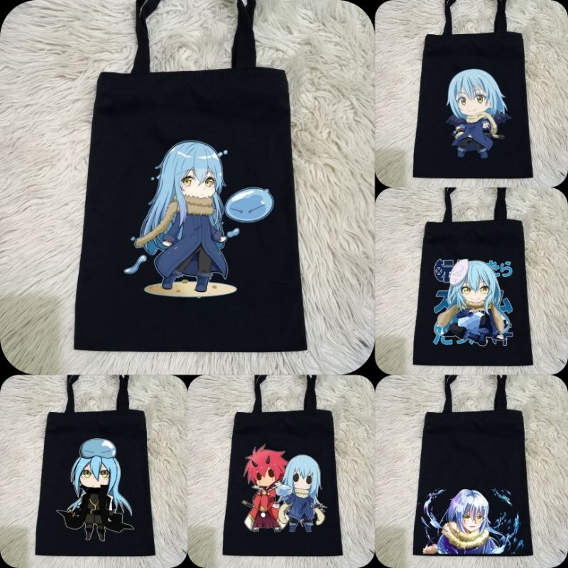 Totebag Hitam Rimuru Tempest Anime 100% Kanvas Premium / Tas Jinjing Hitam Anime Rimuru / Tas Belanj