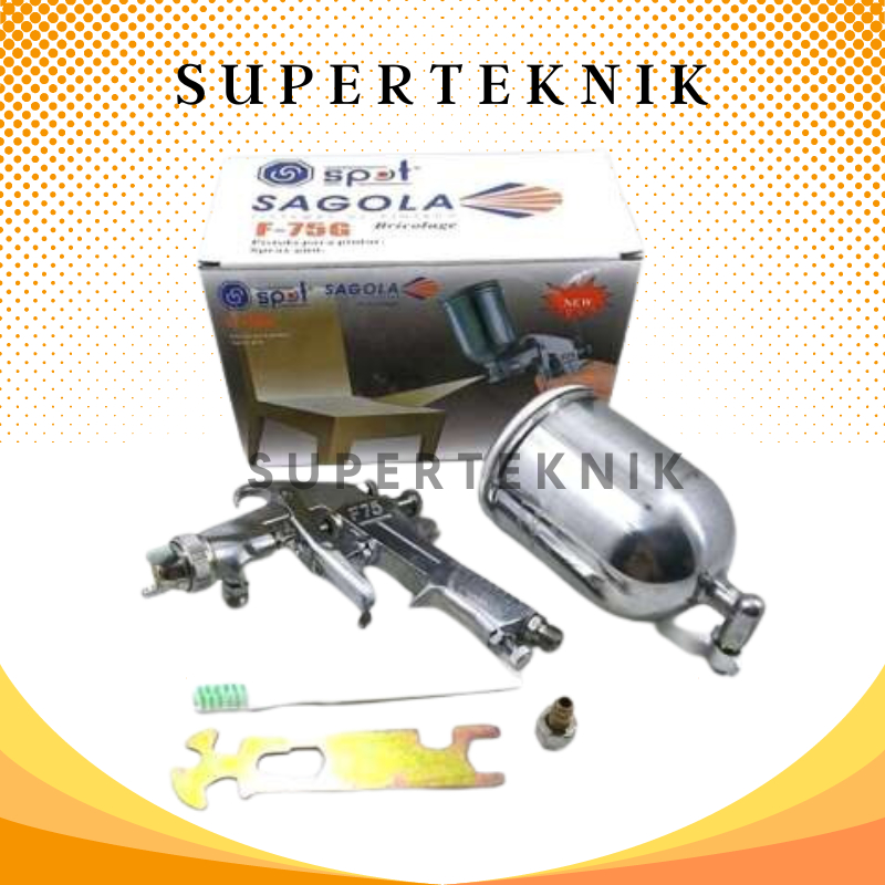 Spray Gun F 75 G Sagola Spot / Spray Gun F75 G Sagola Spet Cat Angin Kompressor F-75 G + Tabung Atas