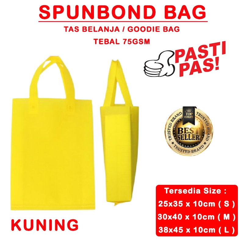 

Spunbond Goodie Bag Tas Belanja Model Tali Handle Kantong Kain - KUNING