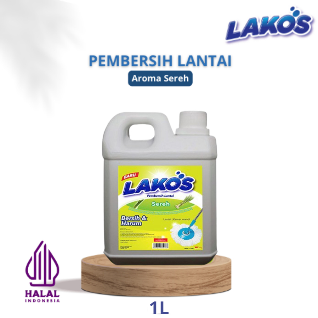 LAKOS Pembersih Lantai Cair Antibacterial Aroma Sereh / Pine Jerigen 1 Liter Ltr