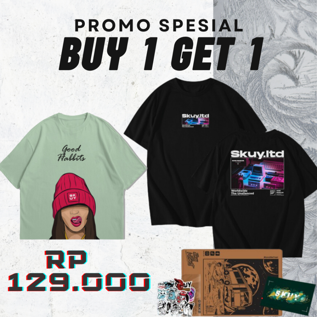 Buy 1 Get 1 Baju Koas Unisex Original 100% | Kaos Keren Pria Buy 1 Get 1 | Baju Kaos Unisex Skuy.Ltd