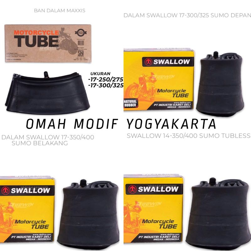 Ban Dalam Swallow MAXXIS R 14 350/400 Sumo Tubbless Ring 17 300/325 350/400 Depan Belakang trail